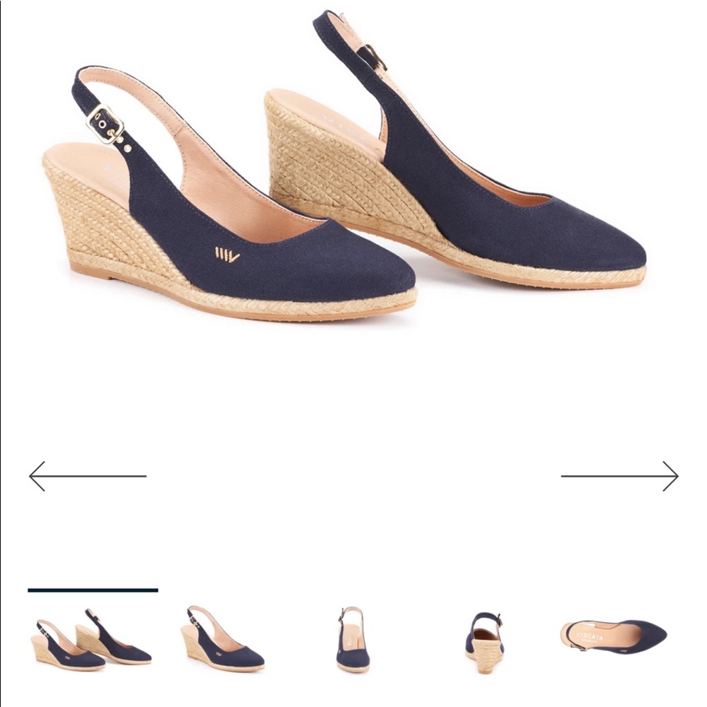 Viscata Palomera Canvas Slingback Wedges Navy